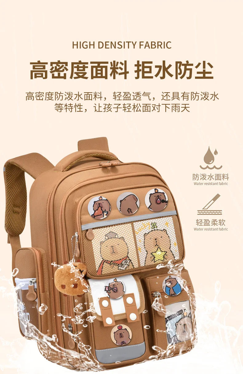 Capibara Student Schoolbag, Large-capacity Children Backpack.Girl Boy Kids Back To School Book Bags