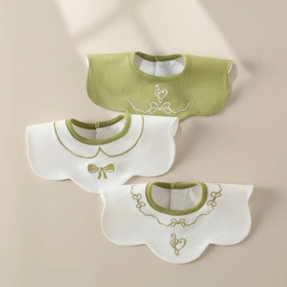 Baby Girl Bibs Waterproof Round Neck Infant Feeding Burp Cloth Saliva Towel Newborn Drool Bibs 3 Pieces