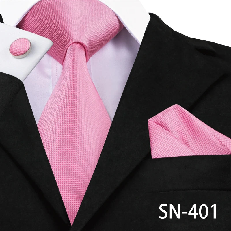 Hi-Tie Silk Men Tie Peach Pink Floral Wedding Necktie for Men Luxury Necktie Handkerchief Cufflink Fashion Design Business
