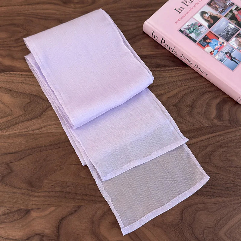 Soft and Comfortable Pure Color Scarf Necktie for Spring and Summer, Multi-functional Streamer Ribbon Necklace
