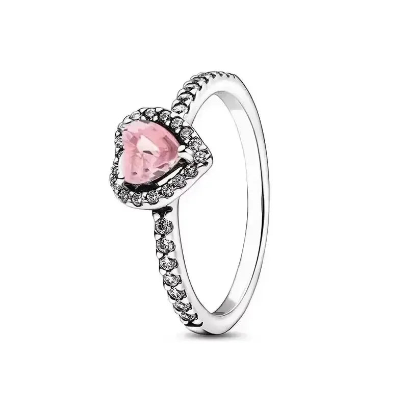 925 Sterling Silver Latest Multiple Colors Sparkling Heart-shaped Ring - Luxurious Exquisite Charm Jewelry Surprise Memorial Gif