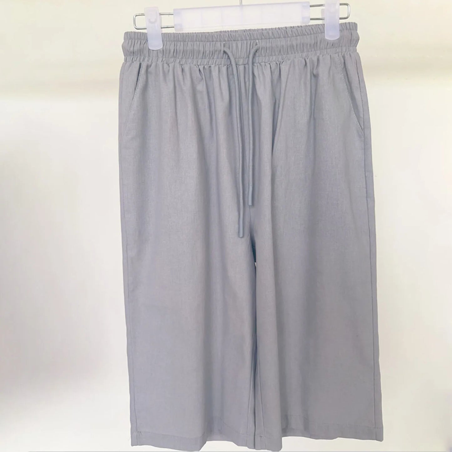 Spring Summer Women's Cotton Linen Trousers Pants Solid Elastic Waist Oversized Pants Women Straight White Homewear Trousers 3XL