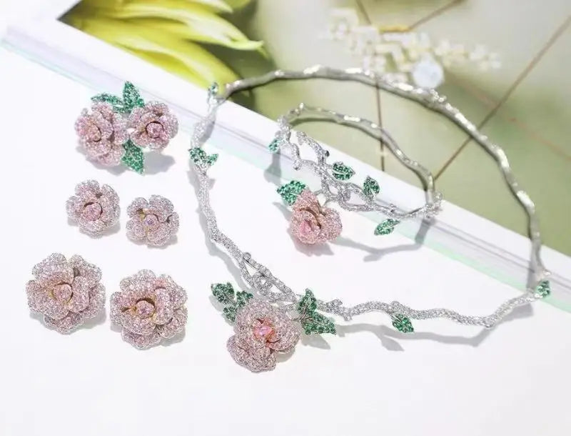 Sterling SILVER Stud Earrings for Women Rose Flower Designer Luxury Original Earring Real Money