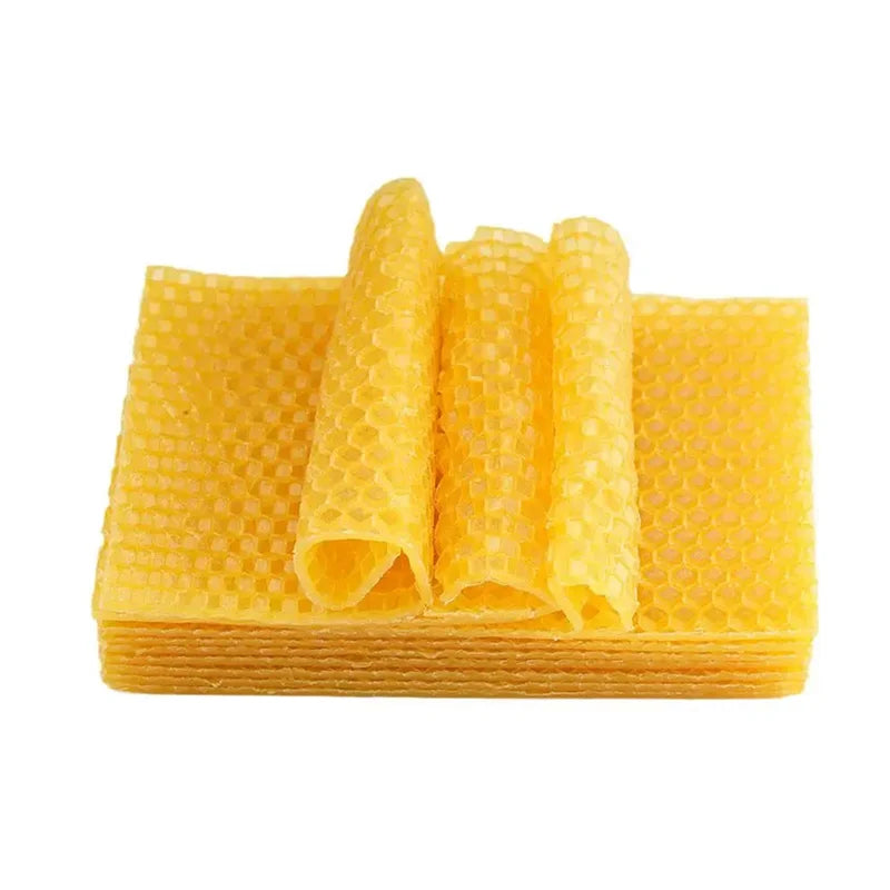 10Pcs Natural Beeswax Sheets Honeycomb Sheet Hive Cell Frame Wax Foundation for Candle Making Craft Beekeeping DIY Supplies