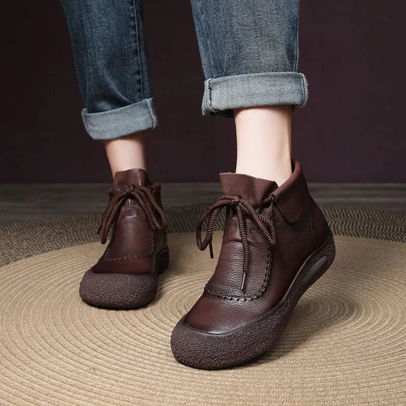 2024Women's Shoes National Style Antiskid Soft Soled Flat Shoes Casual Short Boots Autumn and Winter New Women's Boots