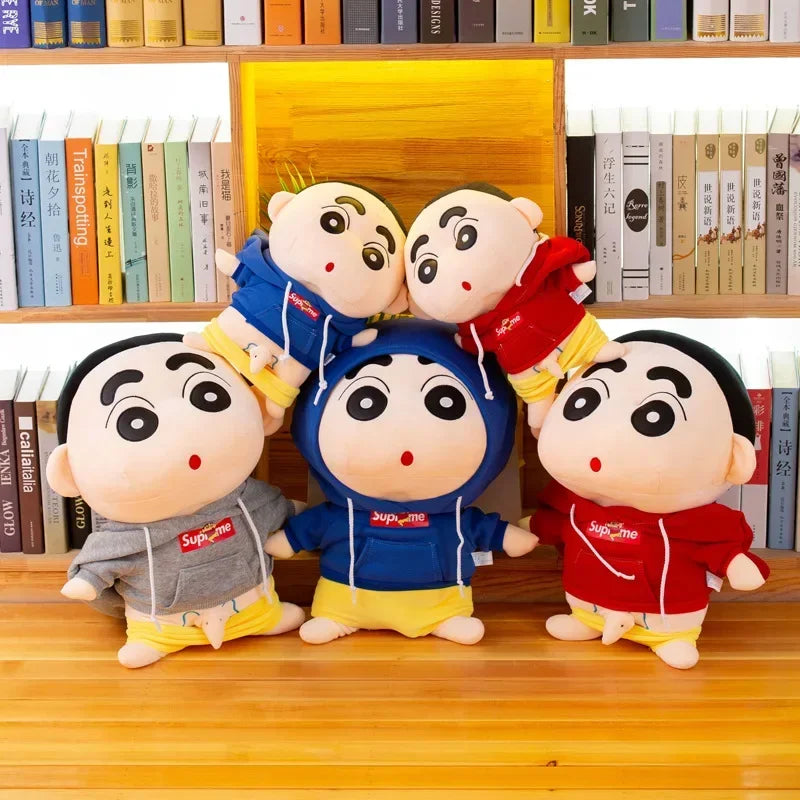 26-70cm Anime Crayon Shin-chan Doll Plush Red Blue Hoodies Detachable Collection Kawaii Stuffed Toys Dolls Bedroom Decoration