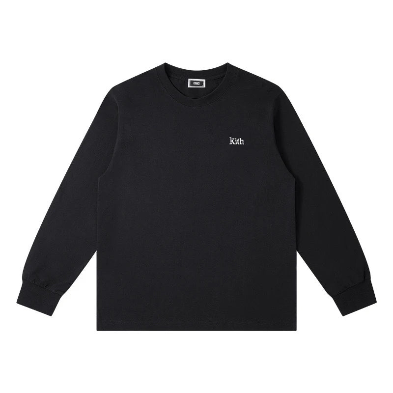 Embroidery Cotton 100% Long-sleeved Men's T Shirt 2025 New Round-collar Solid-color women T-shirt for Male Tshirt Man Tops Tees