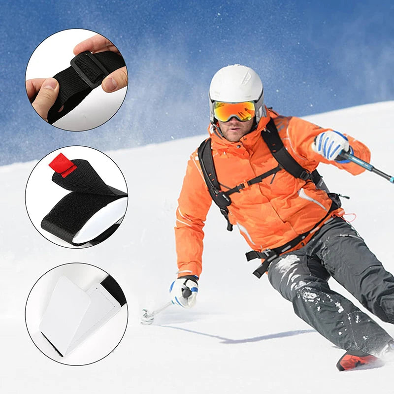 Ski Pole Shoulder Carrier with Hand Lash, Adjustable Buck Hook Straps, Durable Nylon Loop, Comfortable Black Ski Handle Strap