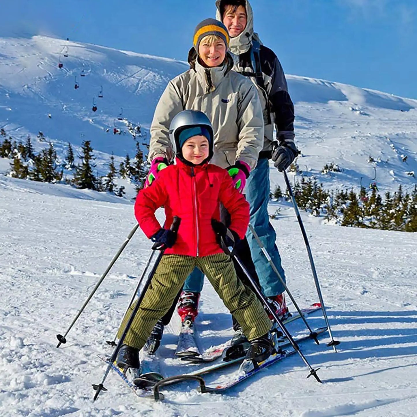Snowboard Connector Stainless Steel Ski Trainer Easy Snow Ski Training Tools Ski Practice Aid for Beginners Kids Adults