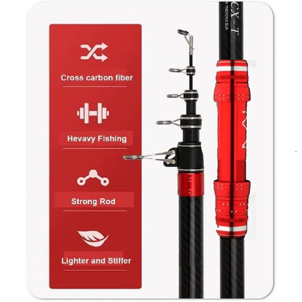 2.7m 3.6m 3.9m 4.5m Telescopic Fishing Pole Heavy Spinning Rod Big Fish 20kg Carbon Fiber Travel Saltwater Freshwater Fishing