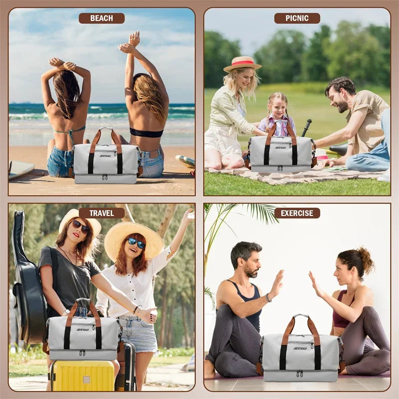 Fashion Travel Bags For Women Large Capacity Men's Sports bag Waterproof Weekend Sac Voyage Female Messenger Bag Dry And Wet