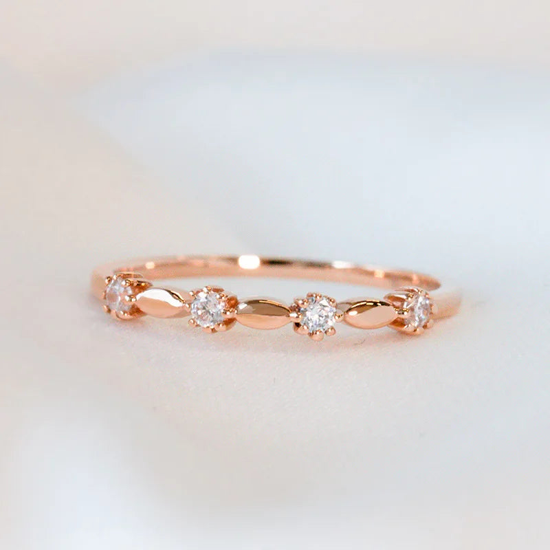 Eternity Ring Sterling Silver With Rose Gold Plate Women'S Diamond Wedding Band Girls Dating Luxury Quality Jewelry Accessories