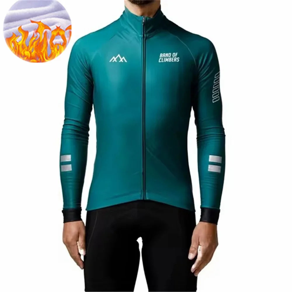  Winter Jacket Thermal Fleece Cycling Jacket Of Climbers Men Long Sleeve Clothing Warm Tops Road Bike Outdoor Sports MTB Winter