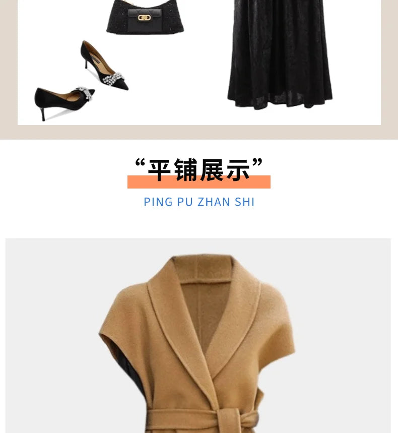 Fashion Wool Vest for Women Autumn and Winter Double-Sided Wool Mid-length Waistcoat Coat Elegant Female Horse Clip Tops Jacket