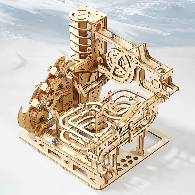 Electric Catapult Marble Run Kit with Spiral Plank Road Puzzles, Mechanical Assembly Model, Ideal Gift for Kids