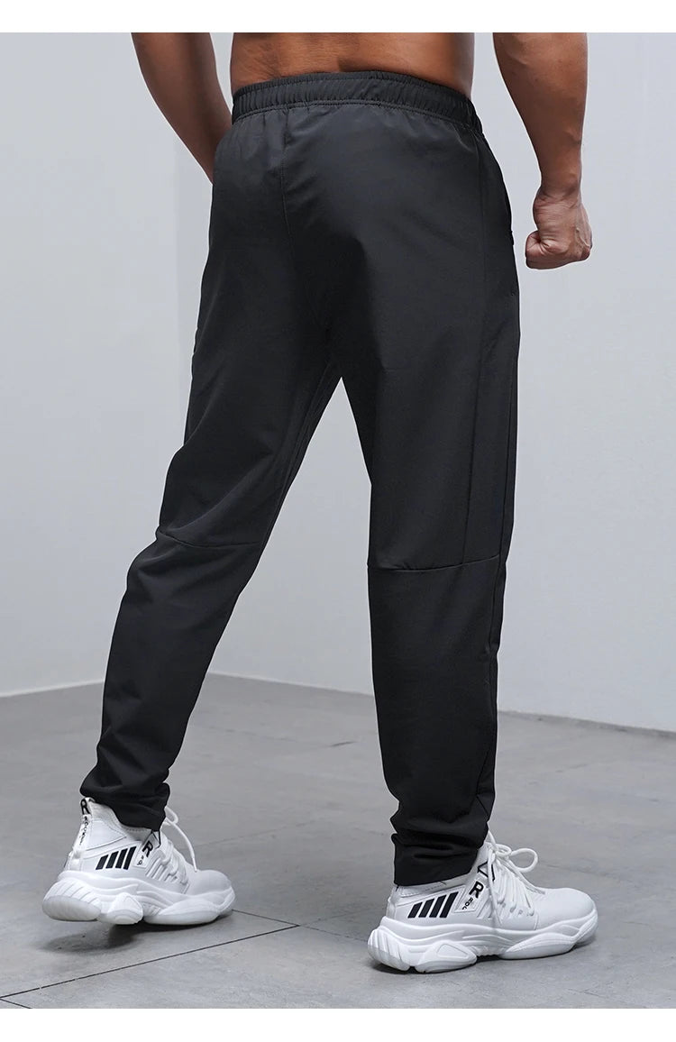 Breathable Loose Running Pants Men Autumn Winter Sport Training Gym Sportswear Elastic Waterproof Outdoor Zip Pocket Sweatpant