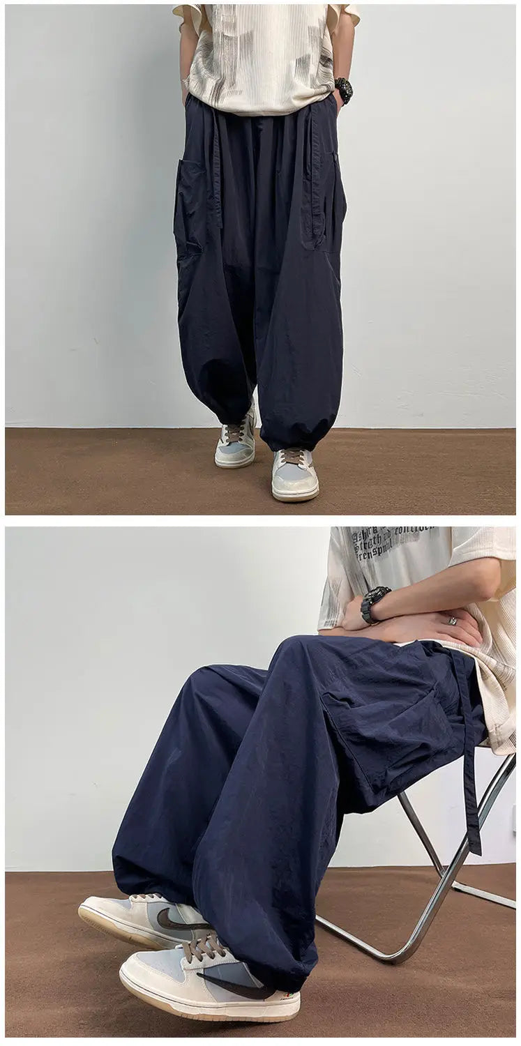 American Workwear Pants Men Summer New Thin Trendy Loose Straight Casual