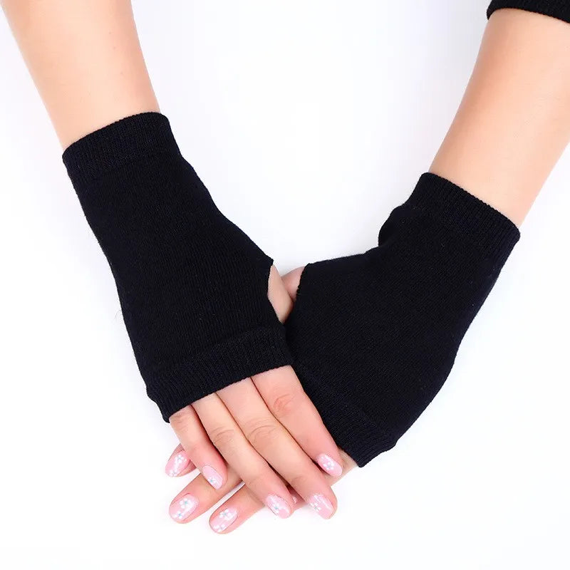 Mittens 2022 Winter Knitted Arm Fingerless Warm Gloves Solid Color Fingerless Soft Gloves for Women Girl Keep Hands Warm