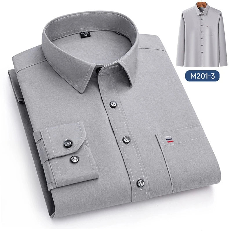 Luxury cotton single pocket long-sleeve shirts for men Smart Casual business regular fit shirt designer vintage black clothes