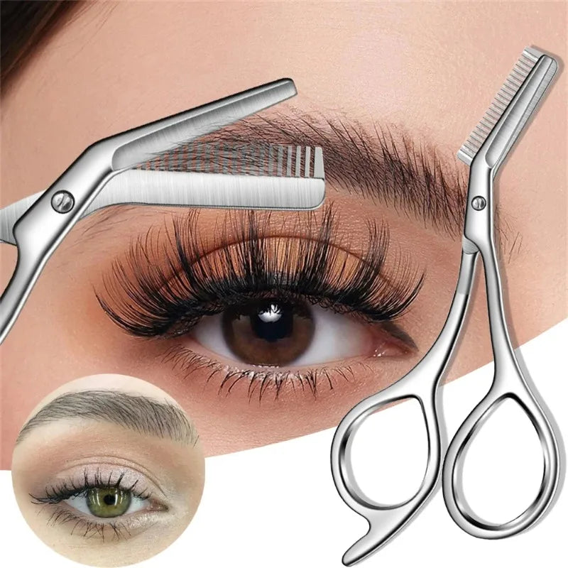Stainless Steel Eyebrow Scissors Comb High Quality Makeup Scissors Trimming Eyebrow Knife for Men Women Hair Remover Shaver Tool
