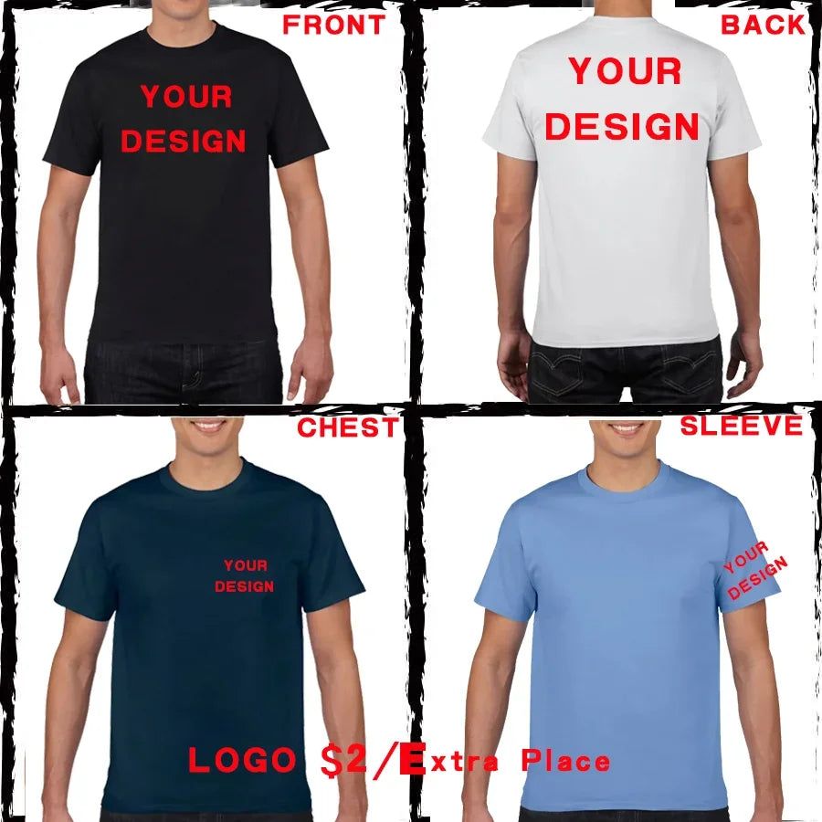 180gsm 100% Cotton T Shirt Men Custom Your Design Text  Tops Tee Men Print Your Brand Team DropShipping Cheap wholesale