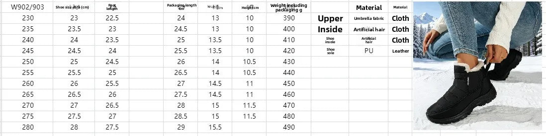 Women Fleece Lined Snow Boots Waterproof Non Slip Thick Sole Zipper Winter Ankle Booties