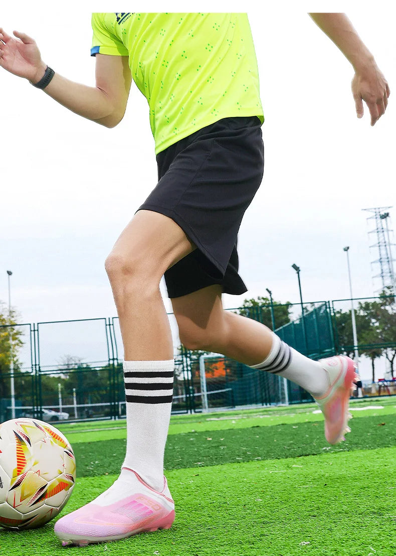 New Men Football Boots Long Spikes Ultralight Match Breathable Indoor Sneakers Soccer Shoes Cleats TF Training Drop Shipping