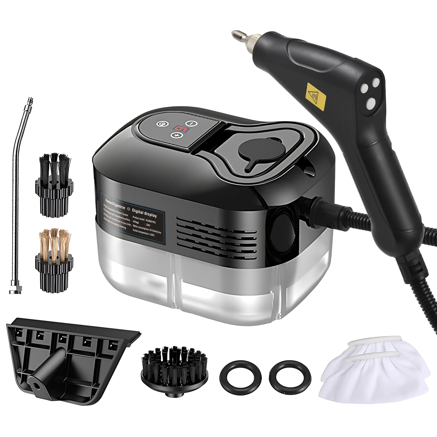 Handheld Steam Cleaner 6 Levels Adjustable 105℃/221℉ Deep Cleaning Steamer 1200ml Water Tank High Temp Steam Cleaning Machine