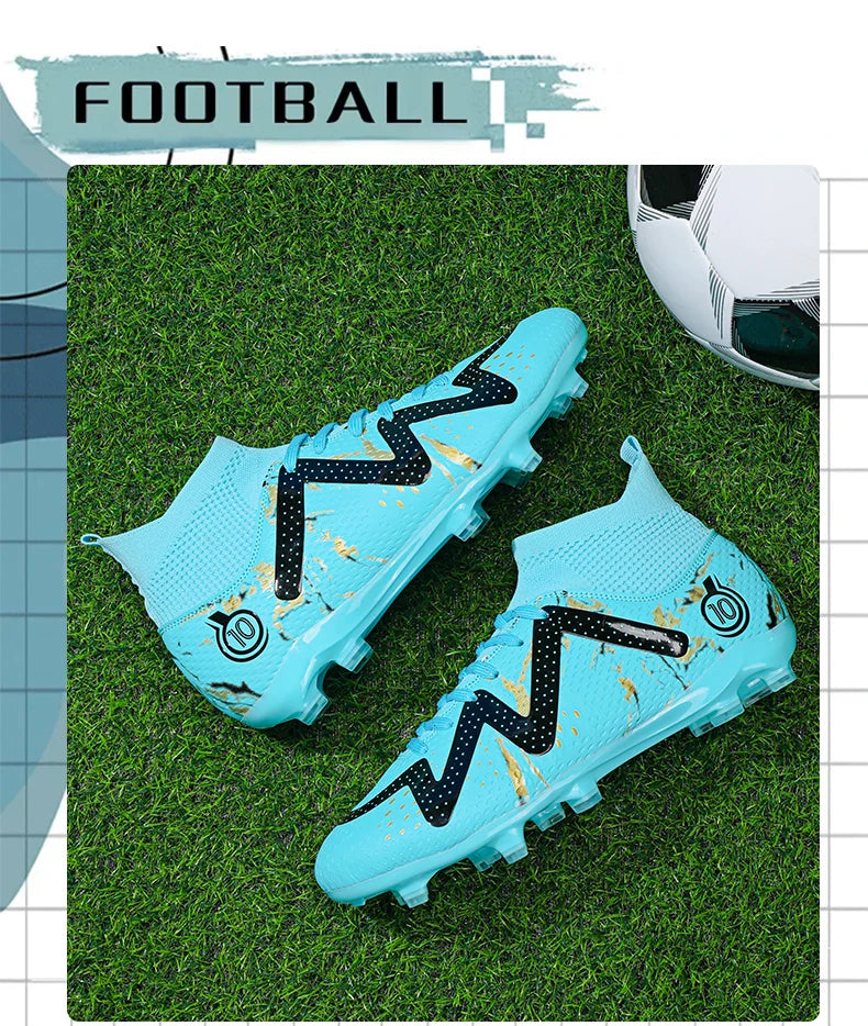 Adult Professional FG/TF Soccer Shoes Non-Slip Long Spike Football Boots Young Kids High Ankle Cleats Grass Soccer Sneakers ﻿