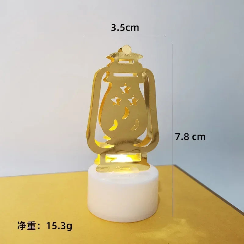 Ramadan Decoration Eid Mubarak Iron Candle LED Light Ornament Islam Muslim House Party Decoration Gift Not Include Battery