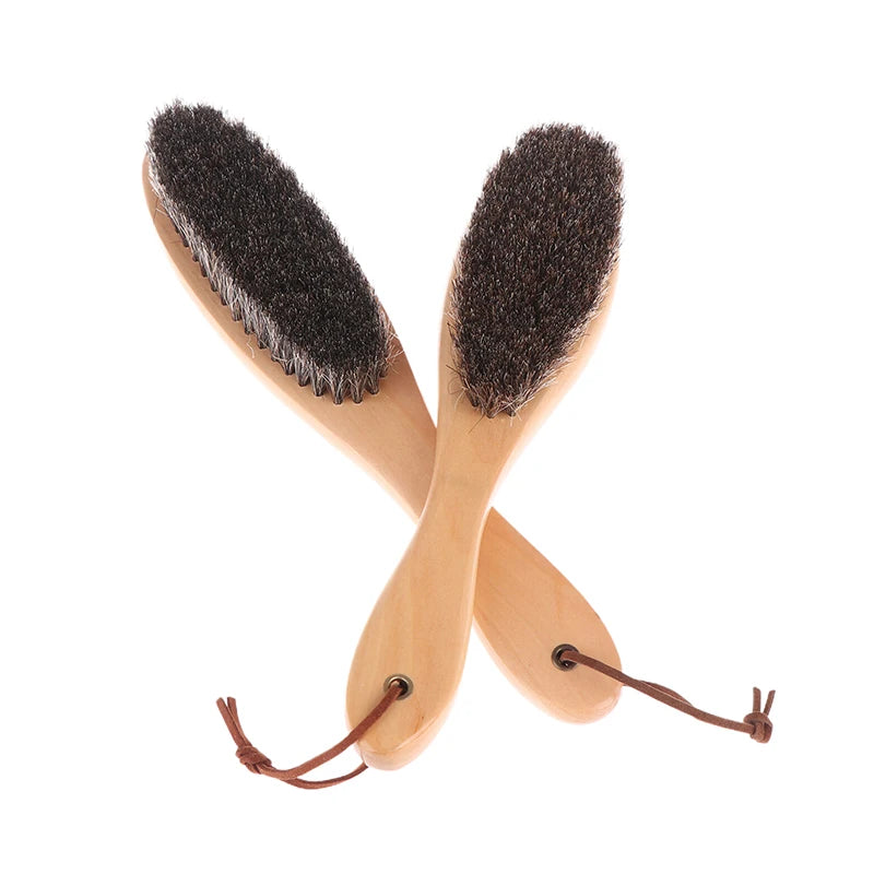 Horse Hair Cleaning Brush (Wooden Handle) - Soft Horsehair for Shoe Polish, Laundry & Anti-Static Care
