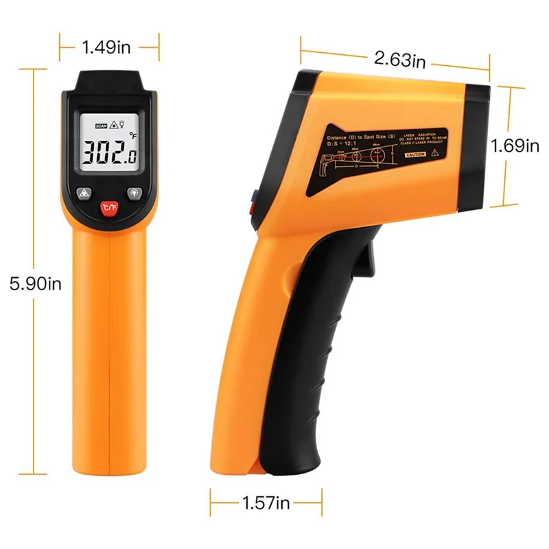 A69edigital Infrared Thermometer-50° C To 400° C(-58° F To 752° F), Kitchen Laser Temperature Sensor For Measuring Objects And W