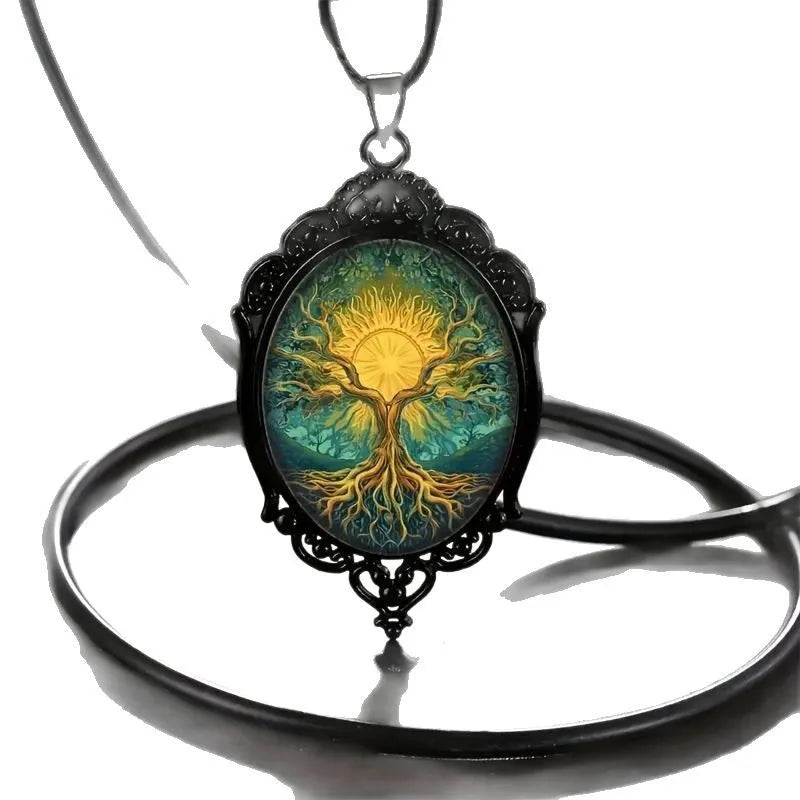 Cross Border European and American Necklace, Vintage Handmade, Tree of Life, Witch Halloween Pendant, Necklace Accessory