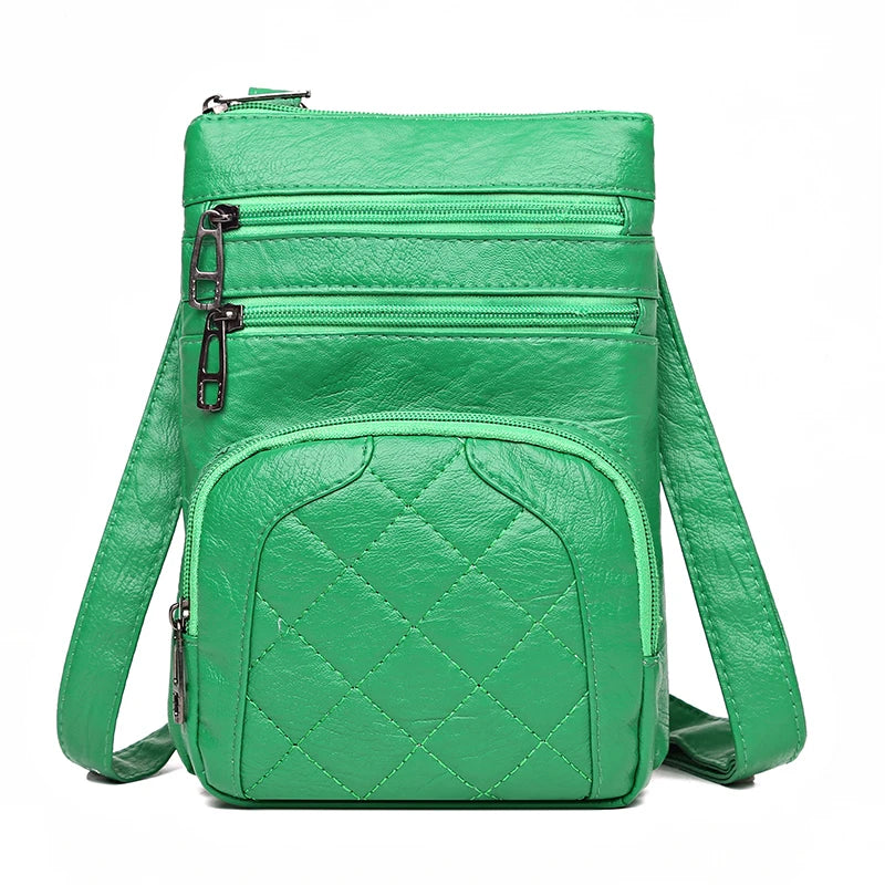 Ladies' soft leather shoulder bag, mobile phone bag, layered bag, mailman, one shoulder luxury designer, ladies' handbag, wallet
