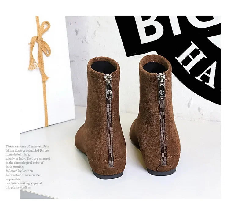 Women Red Pointed Toe Suede Ankle Boots Elegant Woman Inner Heel Short Boots 2024 Autumn Chic Office Female Keep Warm Short Boot