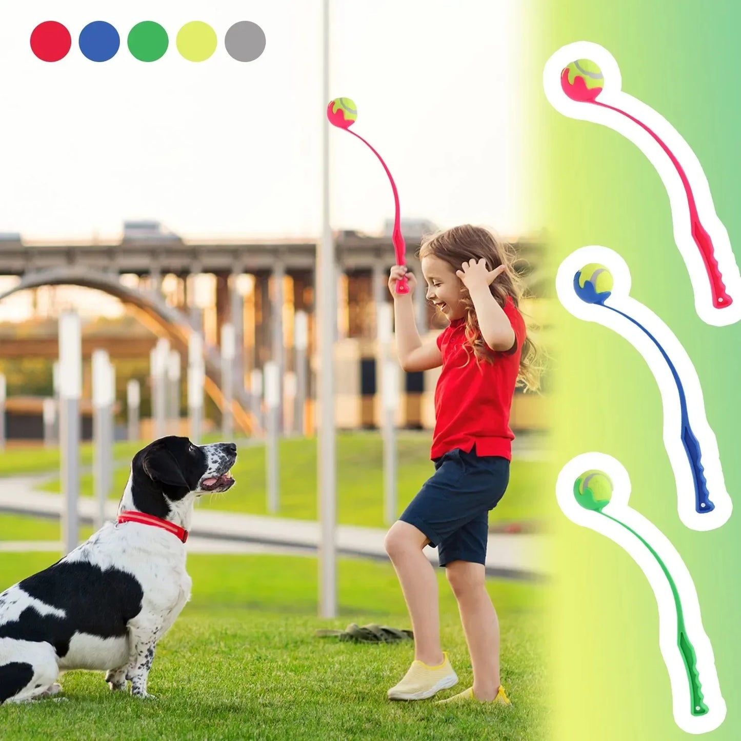 Pet Tennis Ball Launcher Set Outdoor Dog Training Toy Fetch Play Durable Ergonomic Handle Interactive Ball Picking Pet Supplies