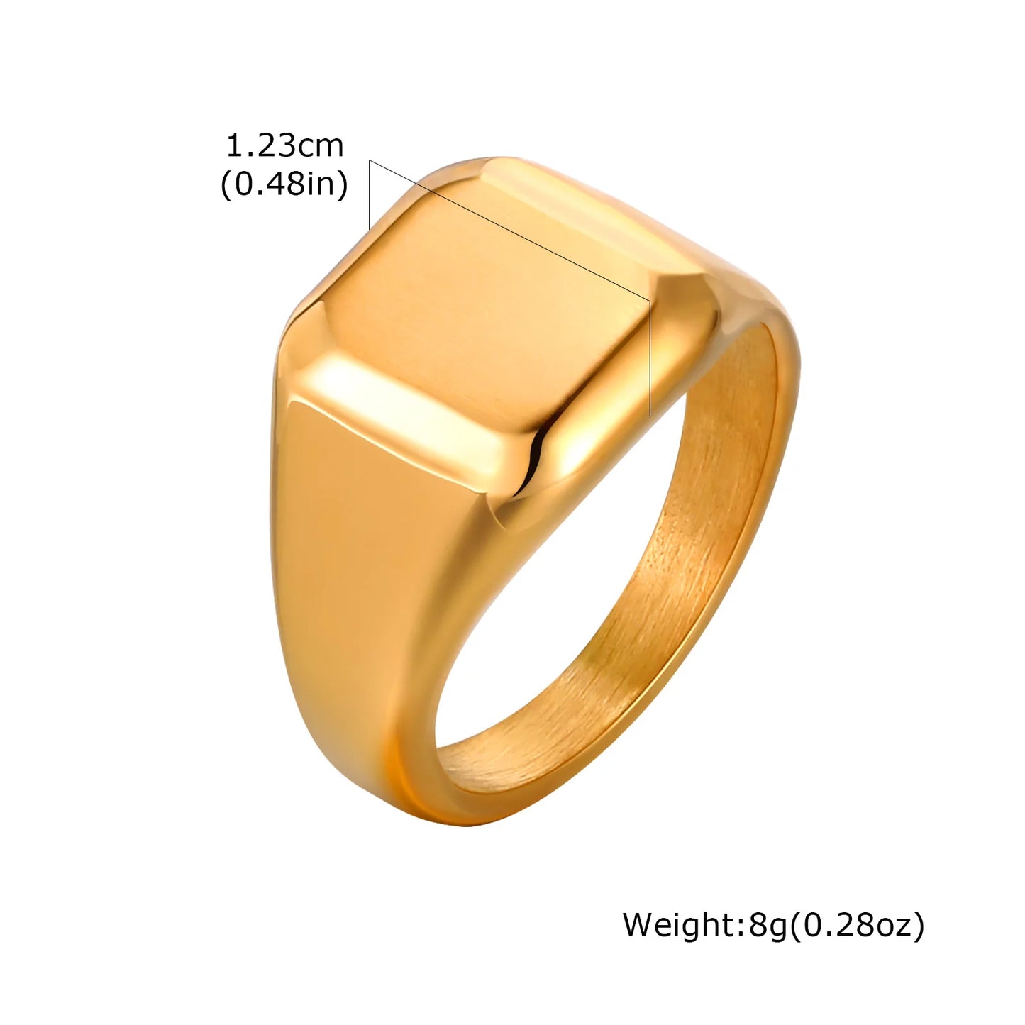 Silver Color Square Signet Ring for Men Women,Brushed Stainless Steel Ring Band Ring,Basic Chunky Ring Thumb Ring