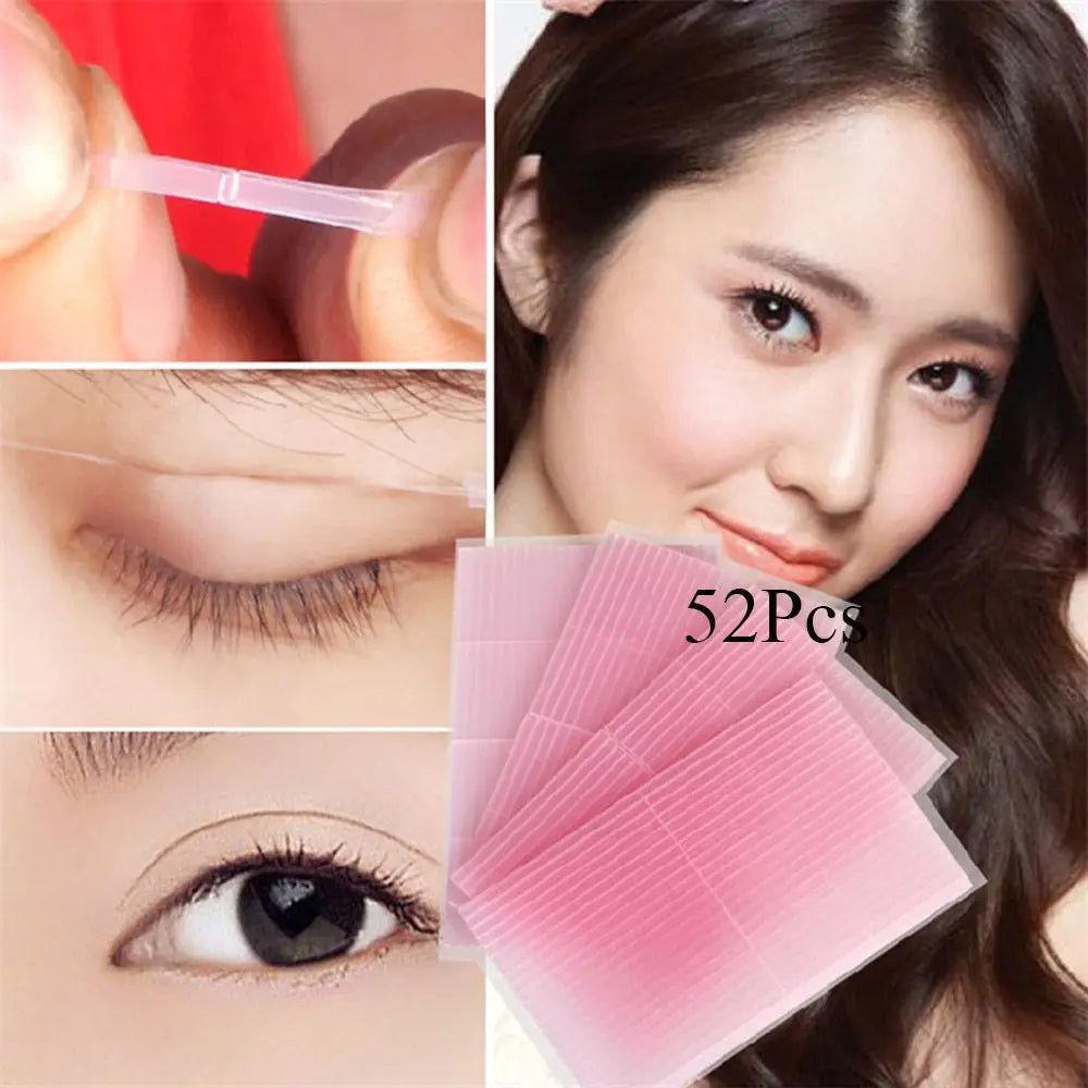 52Pcs Double Sided Super Stretch Invisible Double Eyelid Tape Makeup Tools Big Eyes Eyelid Stickers