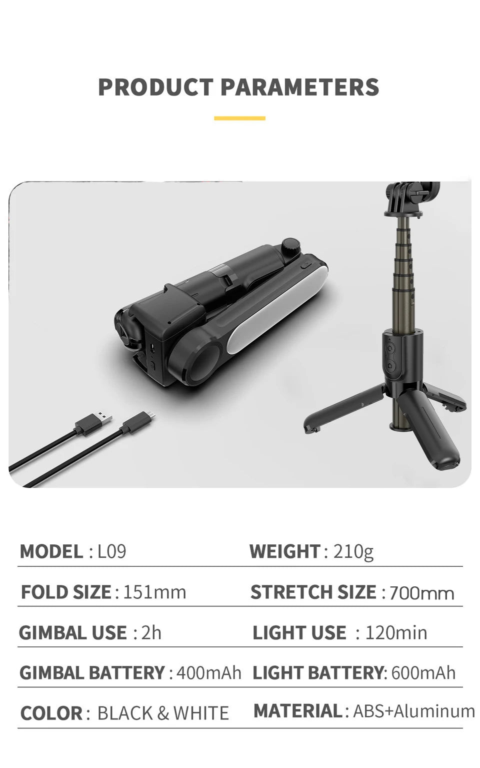 Gimbal Stabilizer For iPhone Android Cell Mobile Phone Cellphone Smartphone Action Camera Handle Grip Selfie Stick Video Tripod