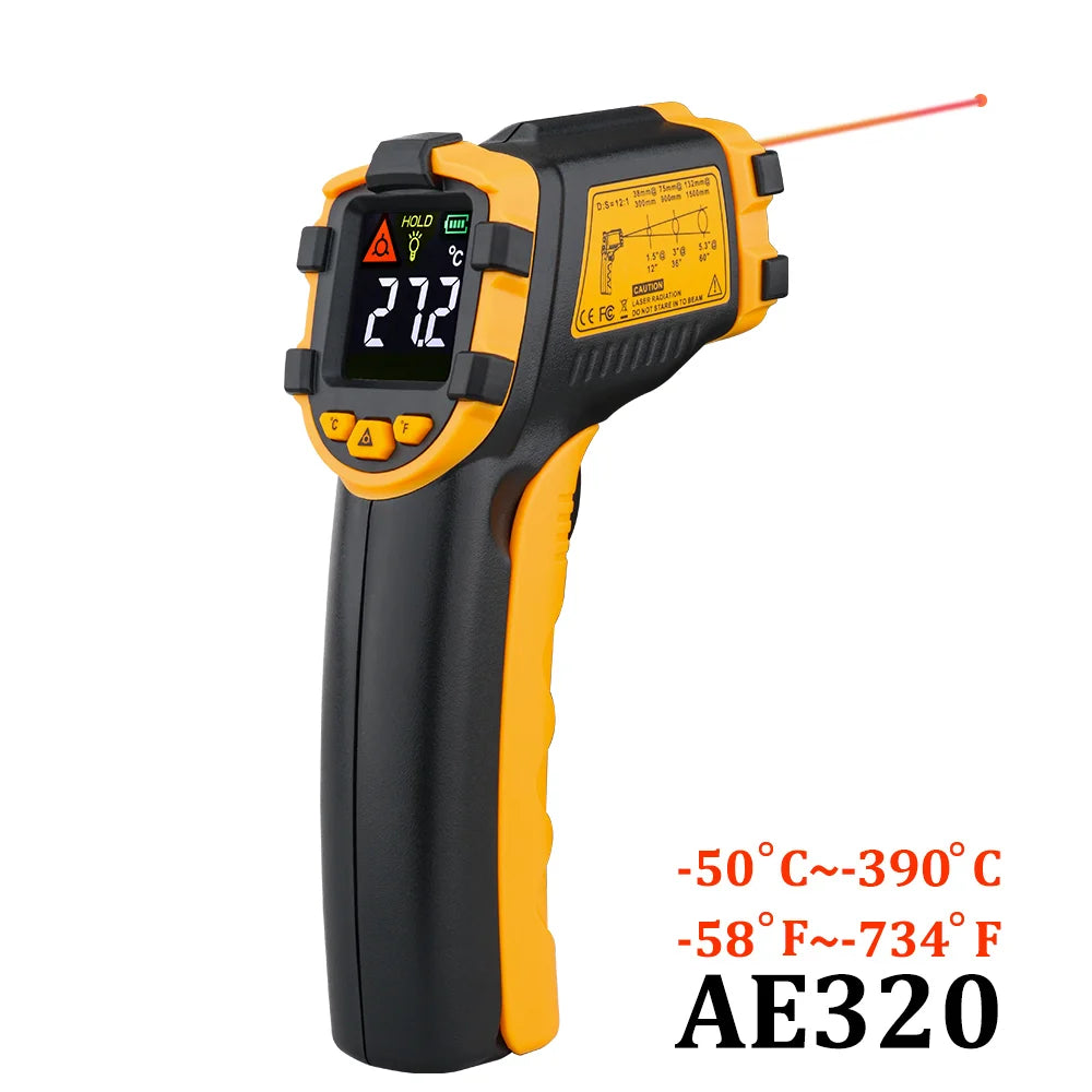 Digital Infrared Thermometer Laser Temperature Meter Non-contact Pyrometer Imager Hygrometer IR Termometro Color LCD Light Alarm