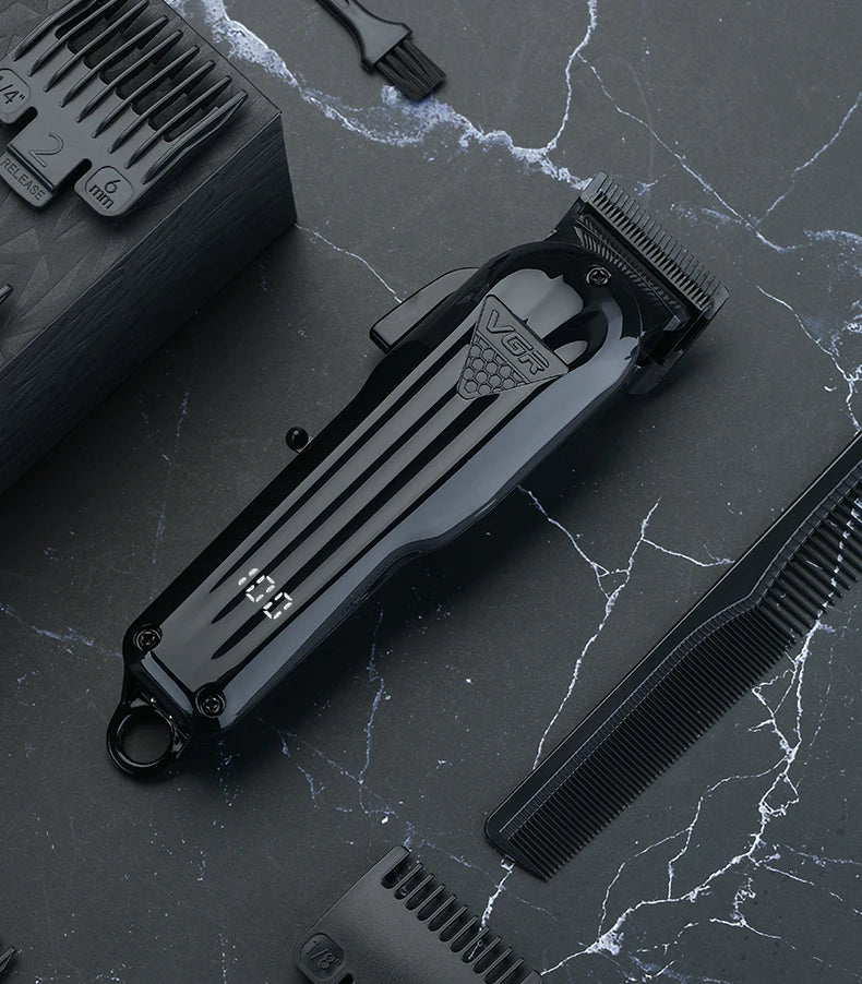 VGR Trimmer Professional Hair Trimmer for Men Clipper Beard Trimmer Hair Cutting Machine Cordless LED Display Rechargeable V-282