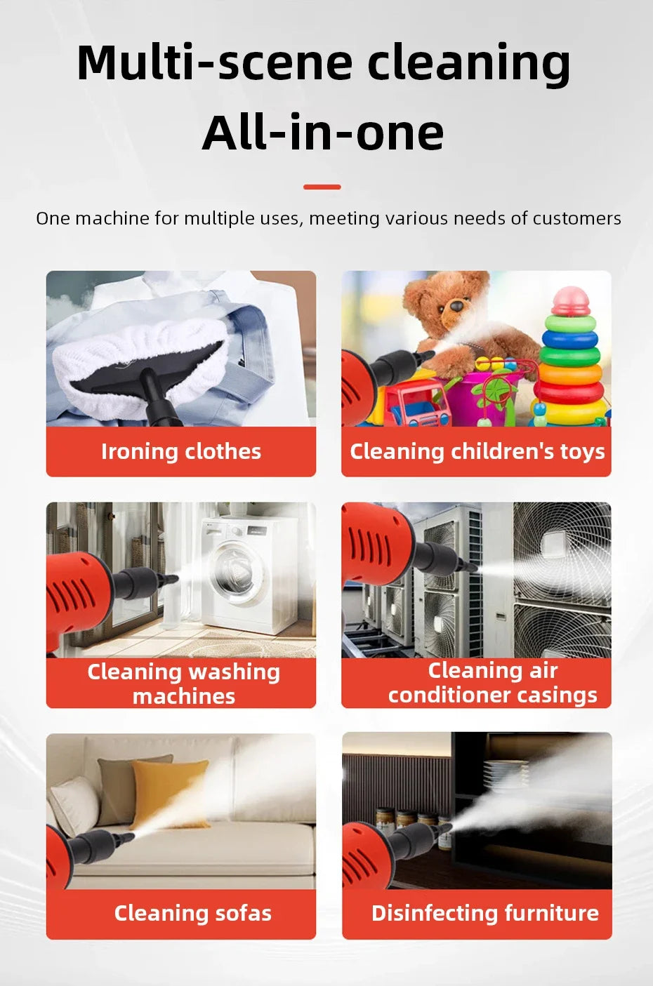 Handheld Steam Cleaner High-Pressure and High-Temperature Sterilization 1200W Household Air Conditioner Kitchen Hood Washer Gun