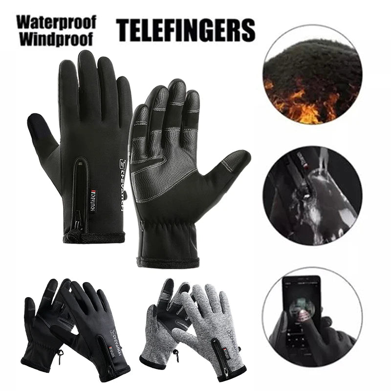 Outdoor Winter Gloves For Men Waterproof Thermal Fleece Lined Resistant Touch Screen Non-slip Motorbike Riding Mountaineering