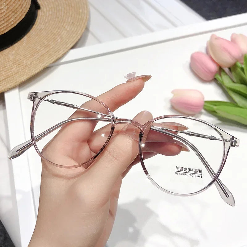 New TR90 Myopia Frames for Men and Women Retro Oval Spring Leg Optical Frames Fashion Hot Sale Glasses Frames Wholesale