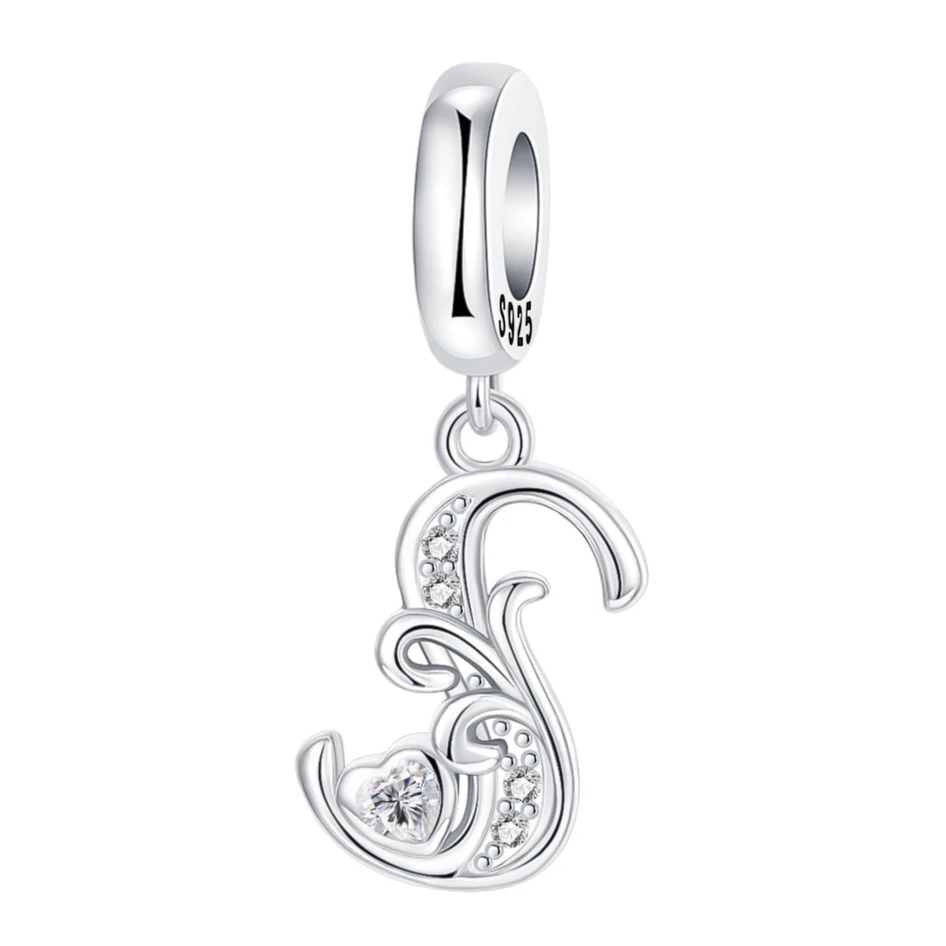 925 Sterling Silver  A-Z 26 English Letters Retro Fashion Pendant Fit Original Bracelet Charm Beads Necklace Diy Female Jewelry