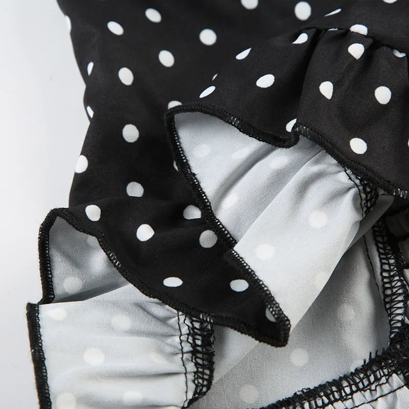 Women Halter Tank Tops Ruffles Hem Lady Sexy Backless Sleeveless Crop Top Summer Fashion Streetwear Female Dot Print Vests