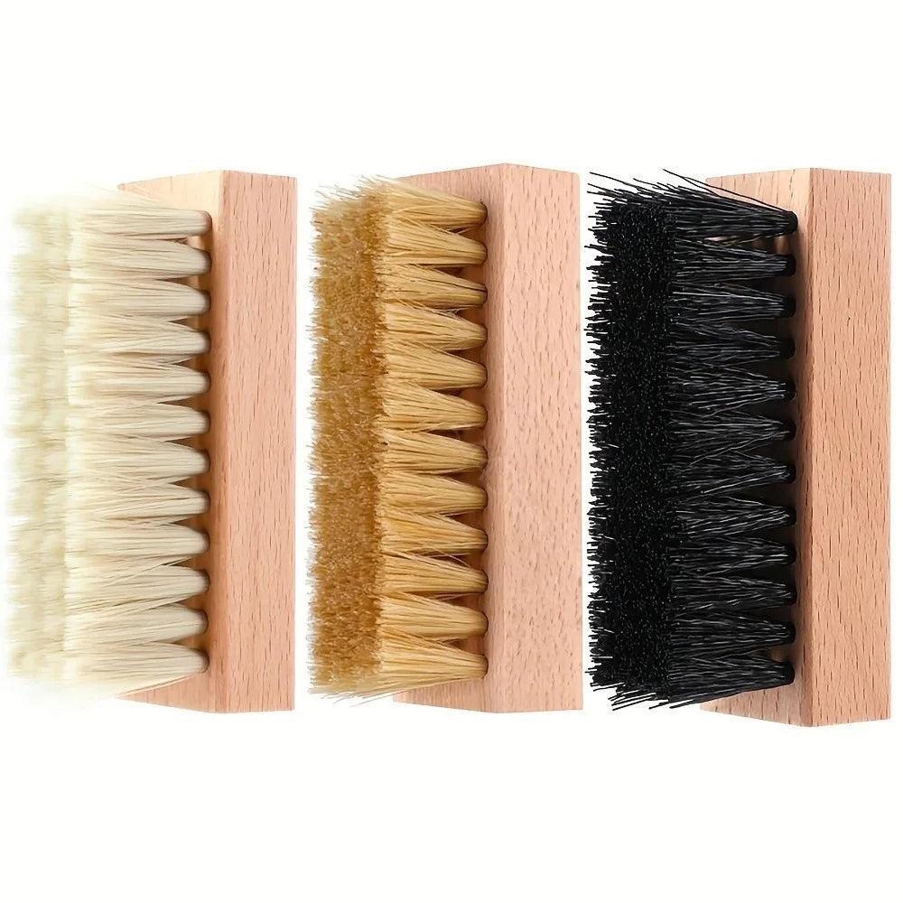 1pc Wooden Handle Shoe Cleaning Brush Horse Hair Wood Brush Leather Shoe Care and Cleaning Shoe Brushes