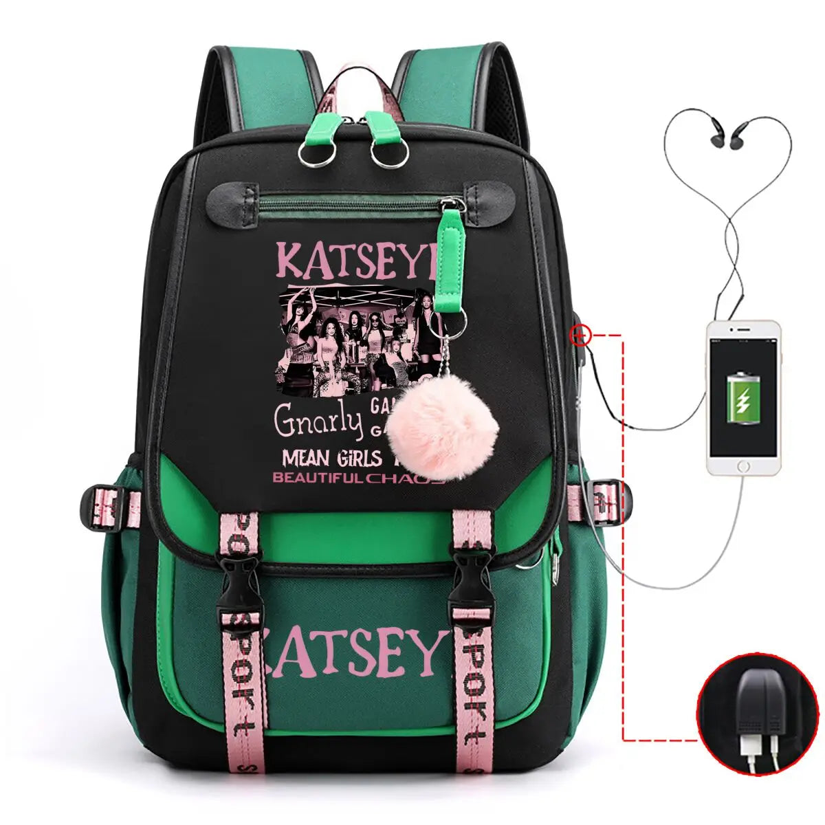 Trendy Girl Group School Bags for Students Girls Large Capacity Travel Book Bag Usb Charging Laptop Backpack Children Backpacks