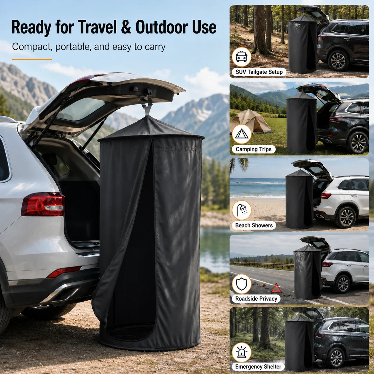 SUV Car Tailgate Privacy Tent Portable Outdoor Shower Tent Foldable Dressing Room Toilet Shelter Camping Travel Accessory