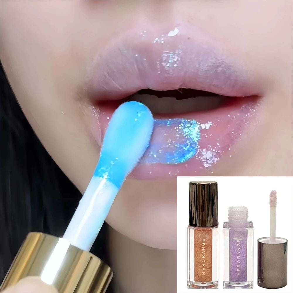 Sparkle Long-Lasting Lip Gloss Non-Fading Moisturizing Liquid Lipstick Non-Sticky Clear Lip Glaze for Women